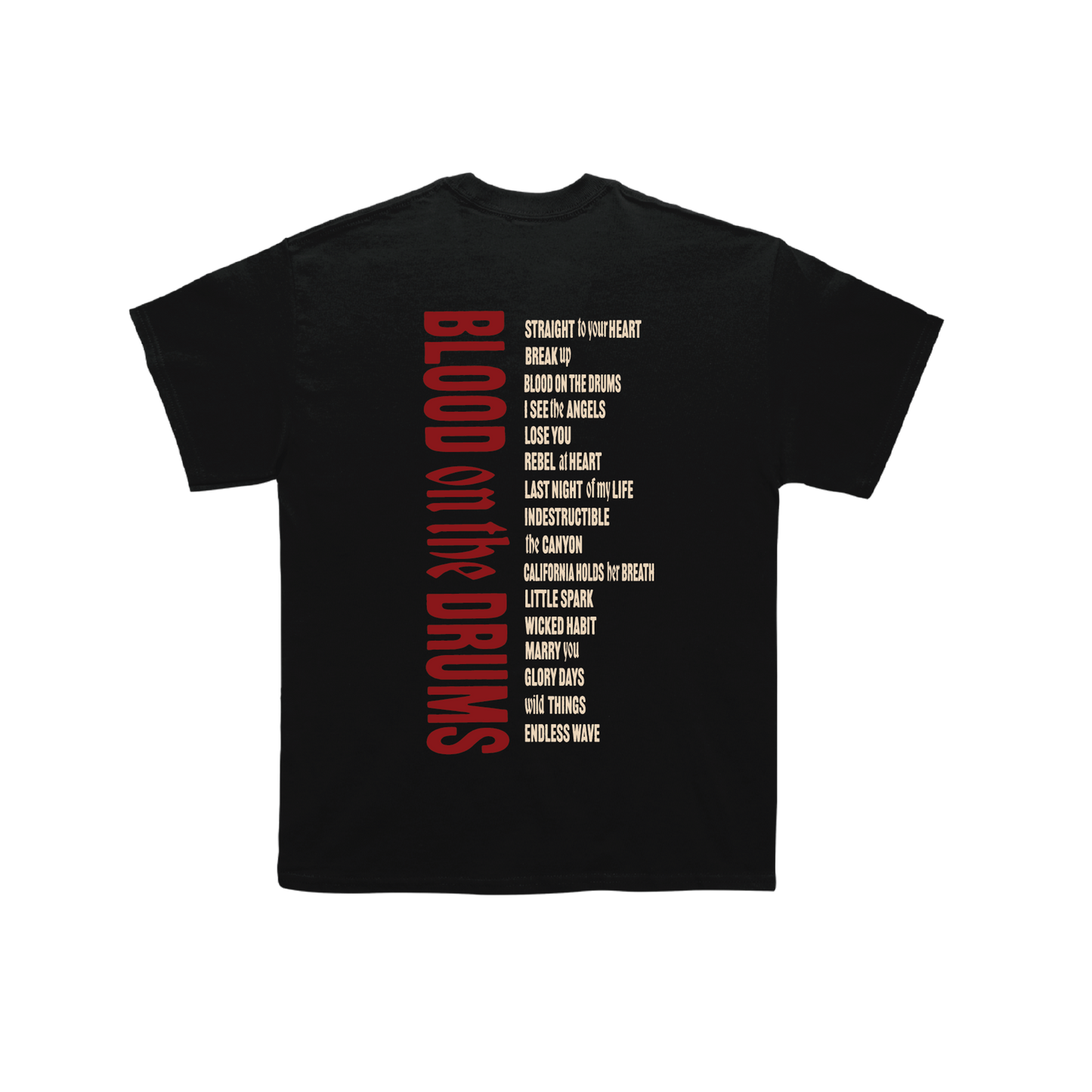 BLOOD ON THE DRUMS TRACKLIST TEE